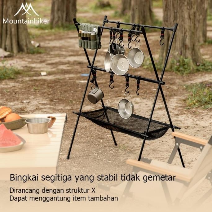 Mountainhiker Gantungan peralatan dapur portabel Papan pajangan peralatan dapur lapangan berkemah, g