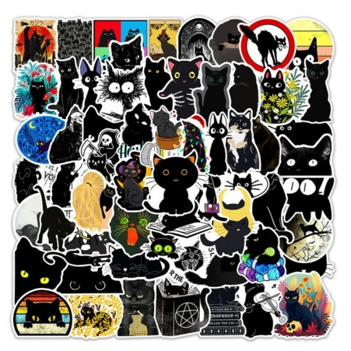 TERBATAS Stiker Pack Kucing Hitam Lucu Stiker High Quality, Stiker Aesthetic Stiker Laptop Stiker