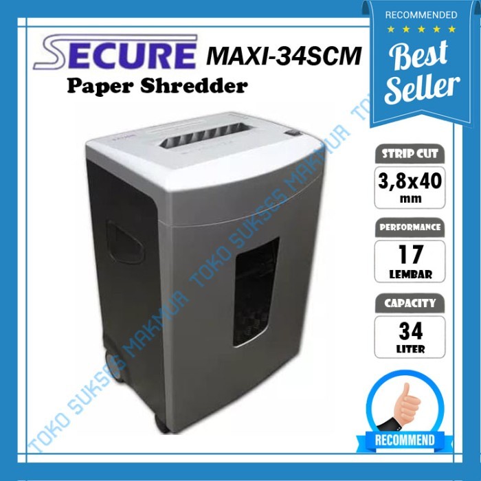 

TERBARU! SECURE MAXI 34 SCM STRIP CUT - Mesin Penghancur Kertas/Paper Shredder