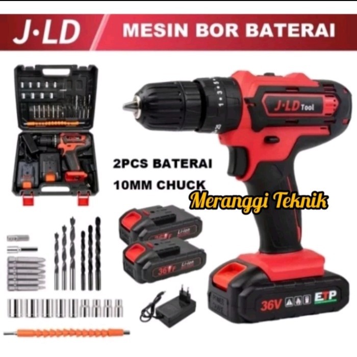 Bor Baterai cordless drill jld 36 volt