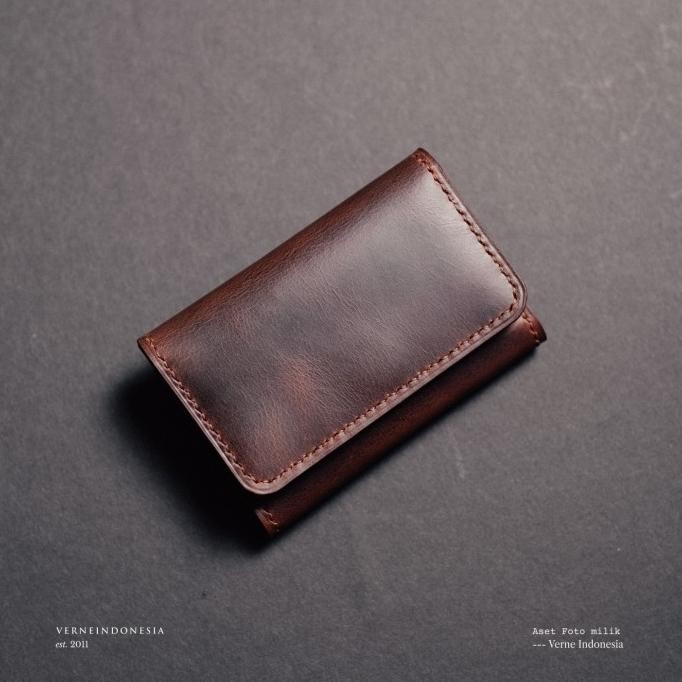 

BEBAS ONGKIR - Verne's TANGERINE Card Wallet - Dompet Kartu Kulit - Dark Brown
