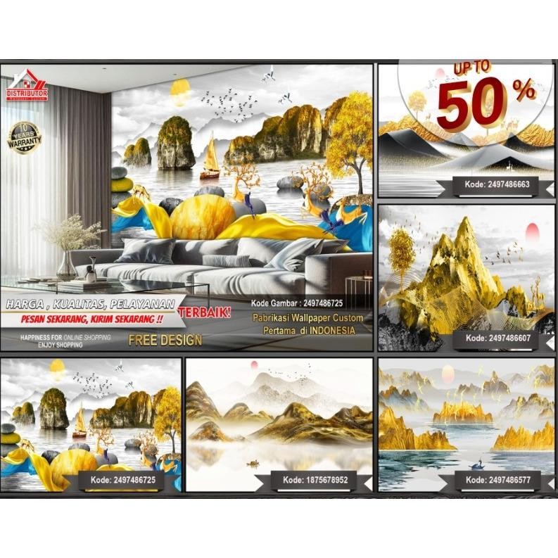 Wallpaper Custom 3D Tema Mural | Wallpaper Ruang Tamu | Wallpaper Ruang Mural | Wallsticker | Wallpa