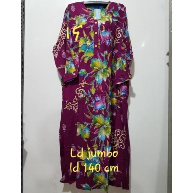 baru daster longdress jumbo kencana ungu label biru lengan panjang ld 140
