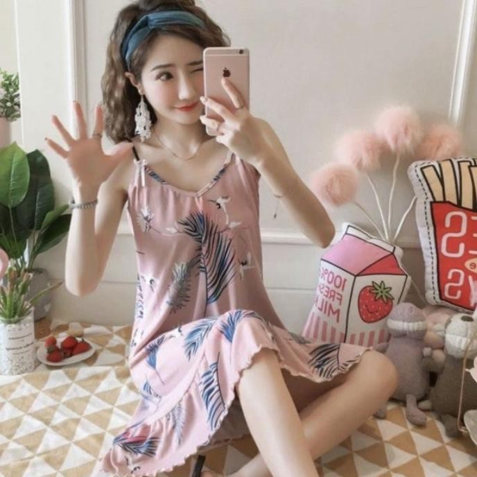 baru daster jumbo piyama tanktop big size baju tidur spandex import motif