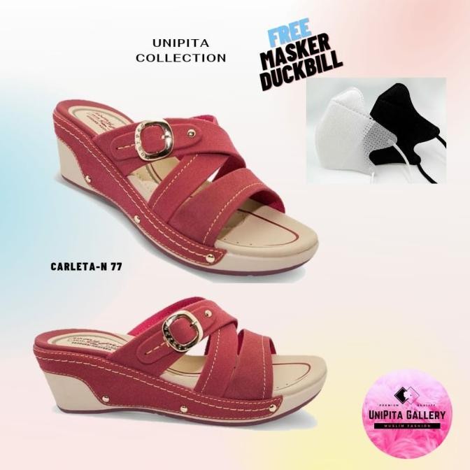 New Trend, Homyped Carleta-N 77 Marun Sandal Wedges Wanita