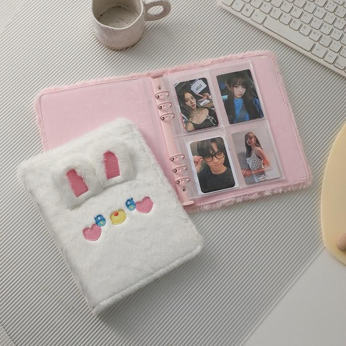 

(Binder+10 Lembar 4P Sleeve A5) Binder Set Fluffy Berbulu Halus Lembut Good Quality