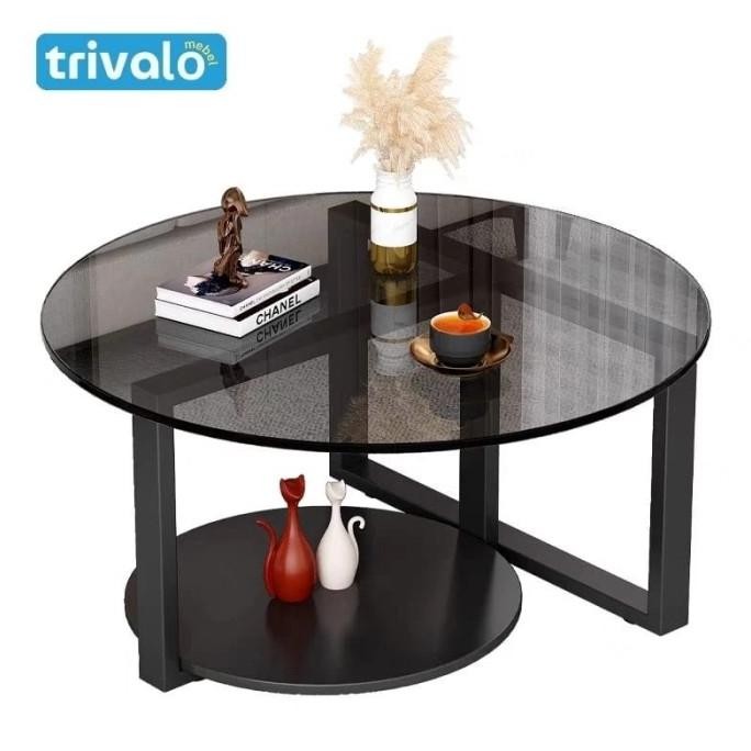 Meja Coffe Minimalis Kaca Bulat Terbaru