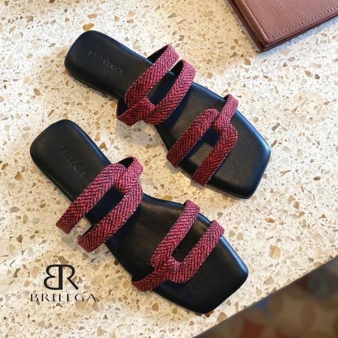 Hot Sale, Brilega Freya Maroon Sandal Teplek Wanita Dengan Design Yang Elegan Dan Simple Serta Nyama