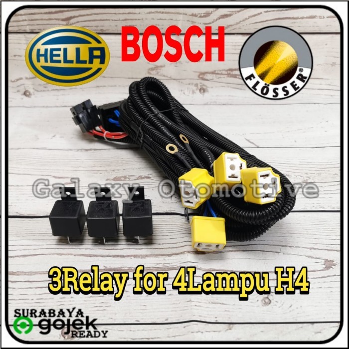 Kabel Set 3 Relay 4 Lampu H4