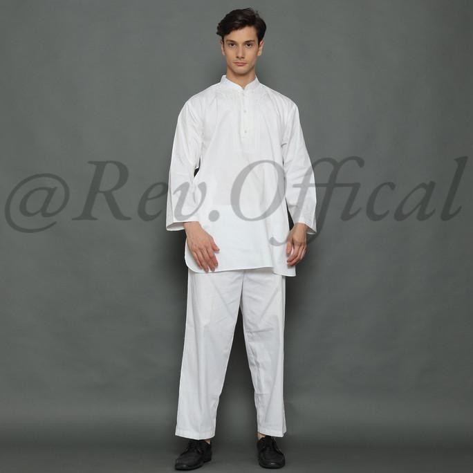 Baju Koko Setelan Pakistan Putih Premium Pria