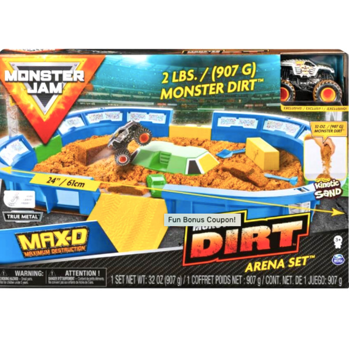 SALE Monster Jam Dirt set Arena Max-D kinetic sand spin master truck