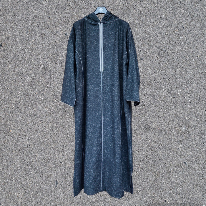 Baju Umroh Gamis Hoodie Djellaba Maroko Jalabah Jubah Kapucong Maroko Pria Wool Laken Stone Black