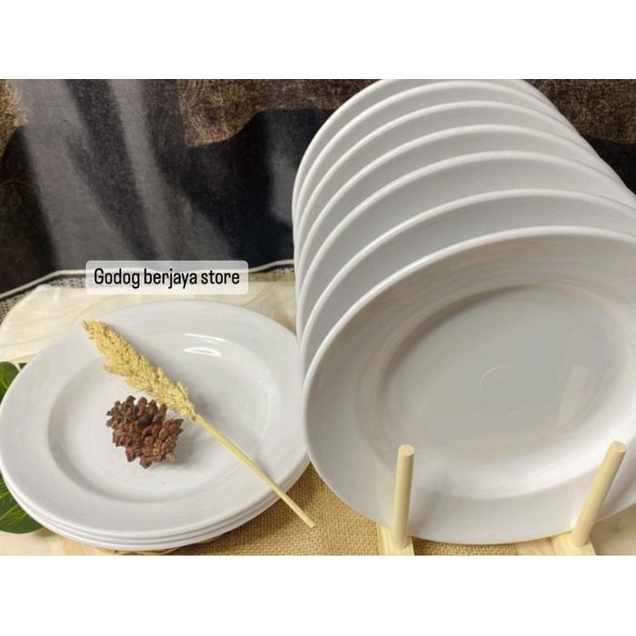 Promo 1 Lusin Piring Melamin Asli Sni Model Bulat Besar Dan Tahan Panas
