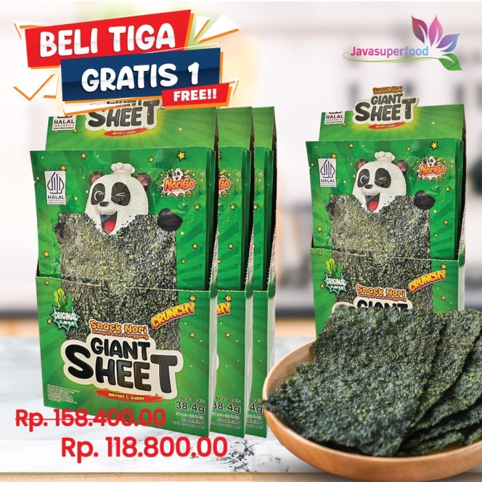 

[BUY 3BOX FREE 1BOX] Norigo/Snack Nori Giant Sheet /Snack Rumput Laut