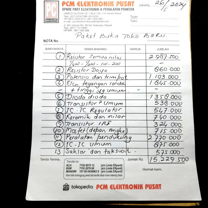 

paket buka toko sparepart elektronik