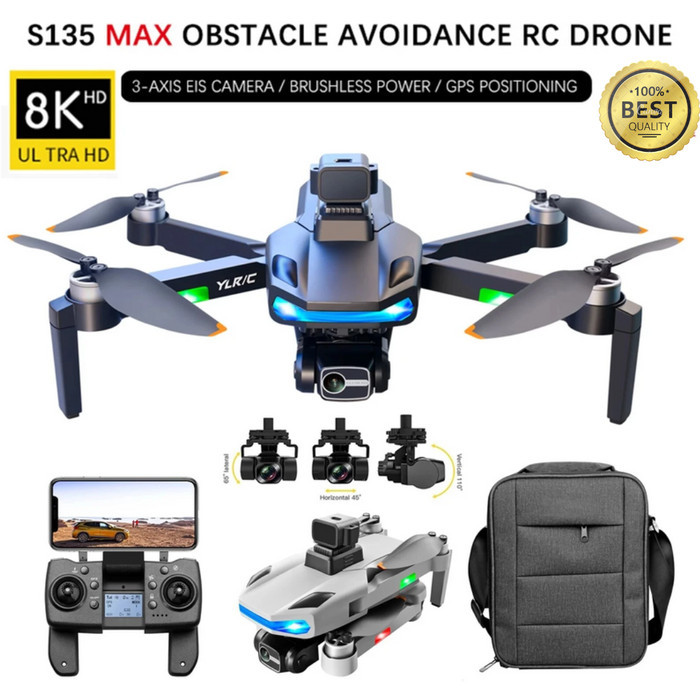 BEBAS ONGKIR - RC Drone GPS Dual Kamera YLRC S135 Pro 8K HD 3-Axis Gimbal