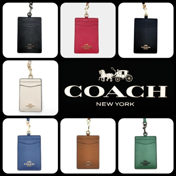 

PROMO! Gantungan ID Card Lanyard metal logo crossgrain leather original FO