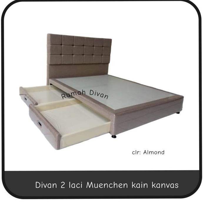 Divan Dipan Tempat Tidur Alas Kasur + 2 Laci Uk.140*200 Kain Kanvas