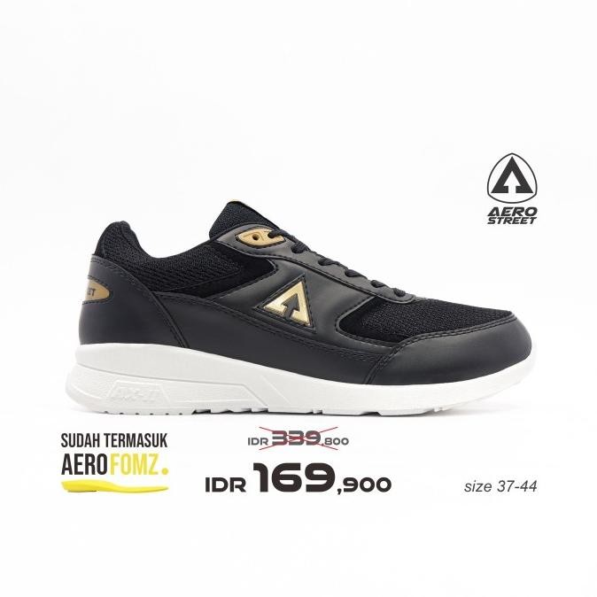 Aerostreet 37-44 Osaka Putih Hitam Emas - Sepatu Sneakers Casual