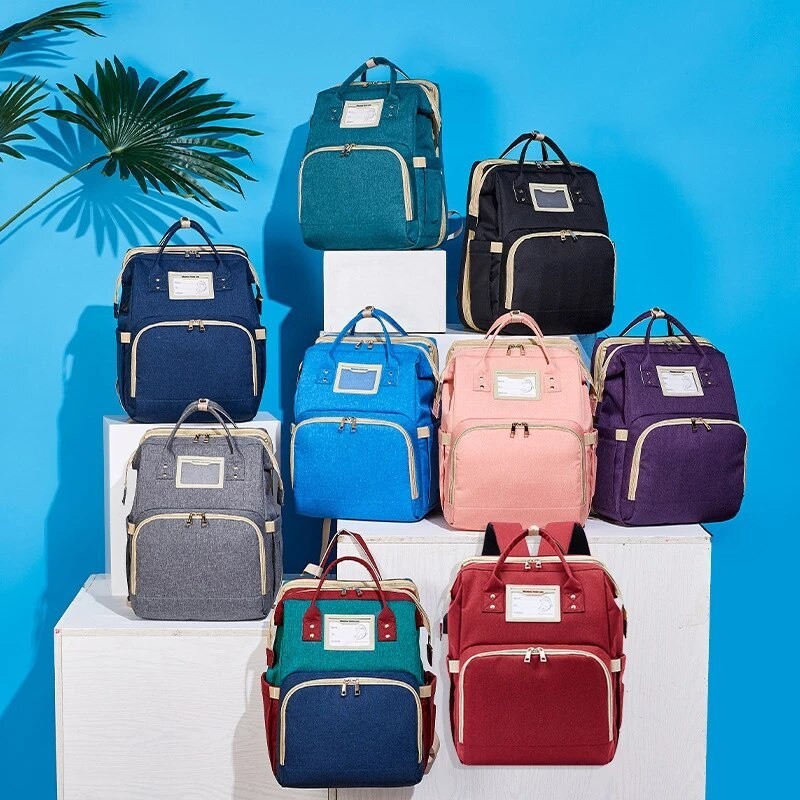 DIAPER Bag + BED  Tas Popok Ransel Bayi Besar bisa digantung di Stroller Backpack tempat tidur tipis