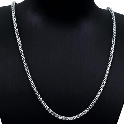 Kalung Pria Cowok Wanita Anak Tahan Karat Twist 3mm Necklace Titanium