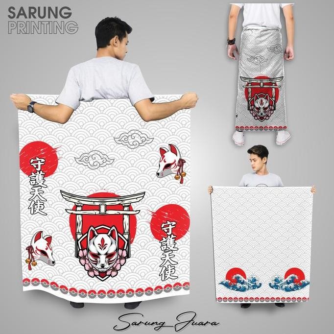 Terjangkau Sarung Dewasa  Kasual Printing Motif Anime Ombak Jepang  / Kitsune / Tulisan Japan / Sasu