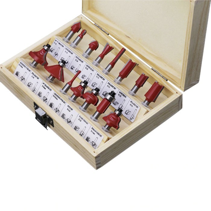 Mata Router Bit Kayu Set 15Pcs Shank 8Mm / Mata Trimmer Profil Kayu