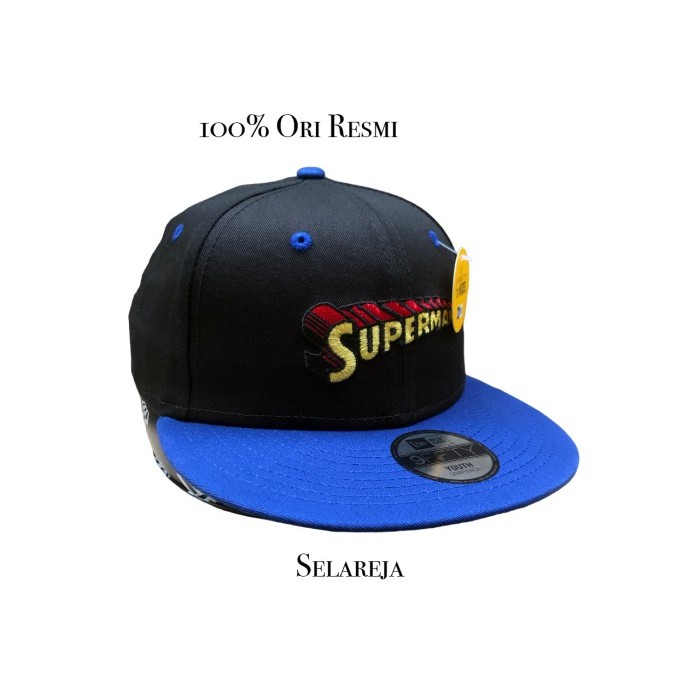 Topi Anak New Era Kids 9Fifty Superman Black/Blue Snapback 100% Ori