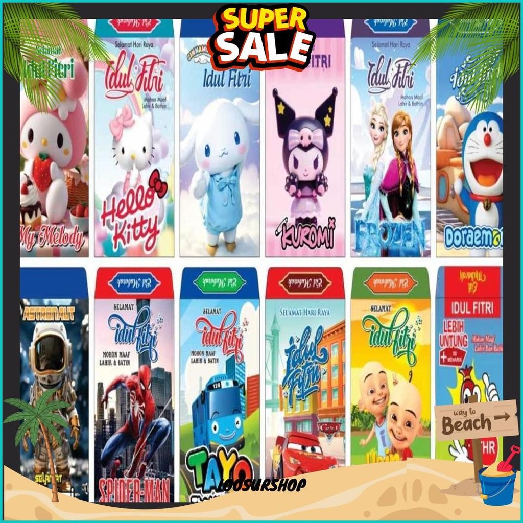 

Amplop Angpao Lebaran Idul Fitri Lucu Karakter Animasi Mix 5 Motif Isi 100 Pcs, 50 Pcs, 25 Pcs Mix Terlaris