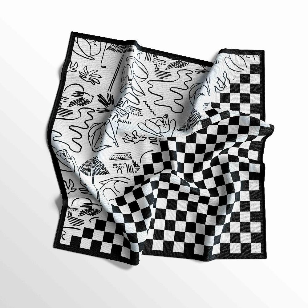 Slayer Bandana Motif Catur Abstrak - Aksesoris Syal Fashion Multifungsi