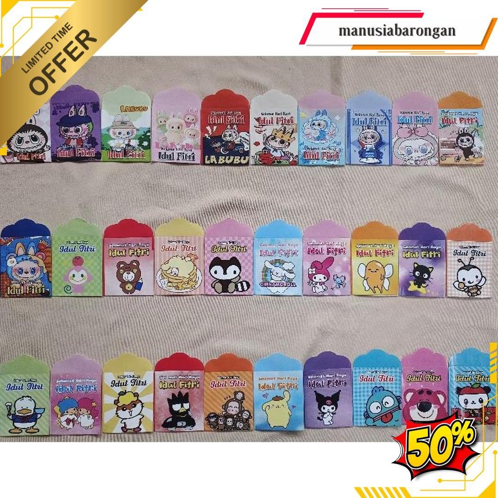

Labubu & Sanrio. Amplop Lebaran Medium Sudah Di Lem Siap Jual(Isi 8) Original Produk
