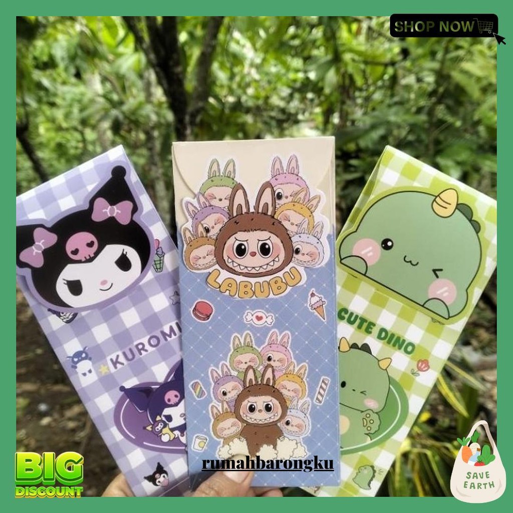 

Amplop Angpao Panjang Hari Raya Lebaran Labubu Kuromi Isi 5 Pcs Termurah Banget