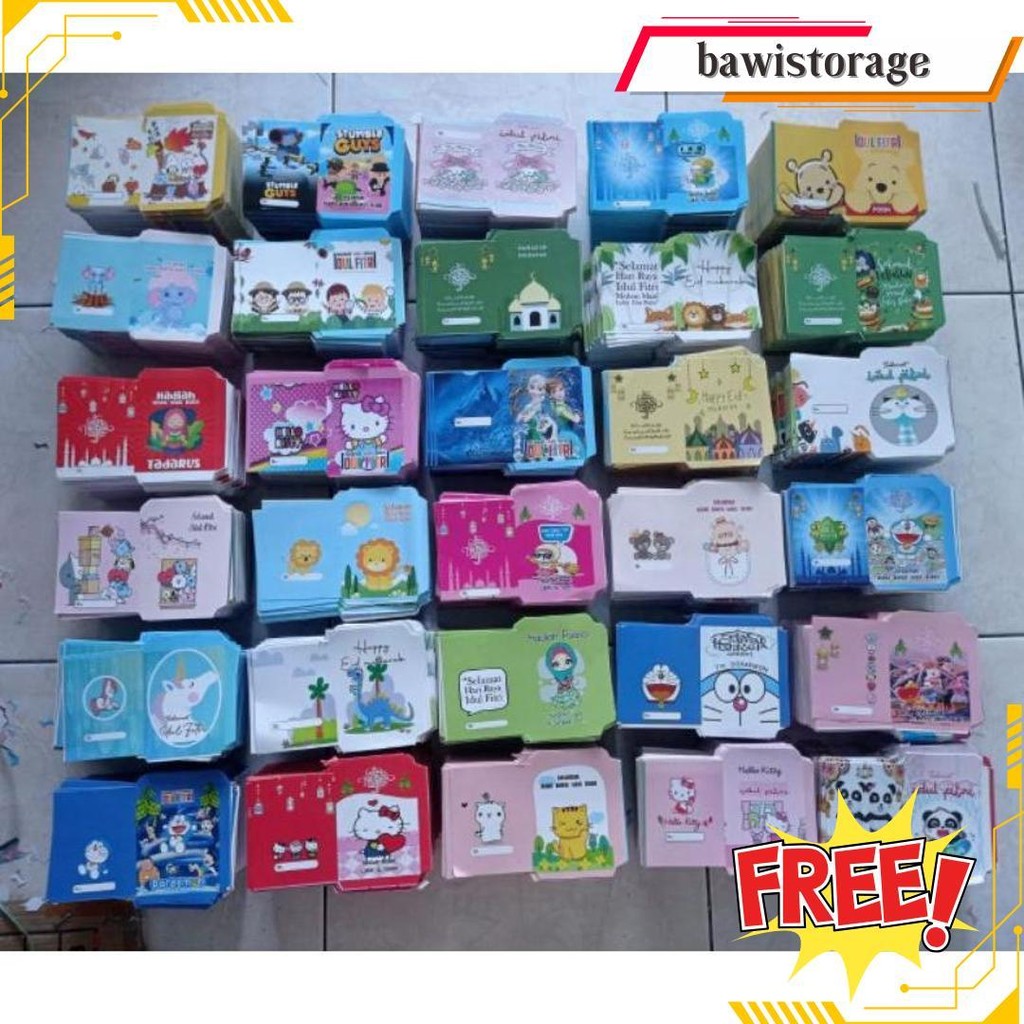 

100 Lembar Amplop Lebaran Mini Motif Karakter Kartun Islami Terlaris