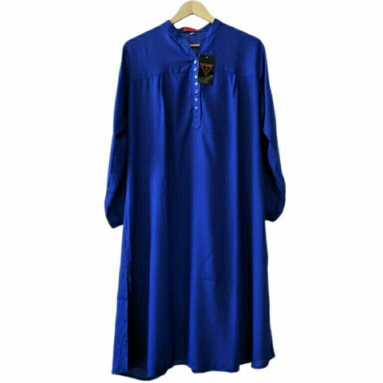 BERKUALITAS TUNIK KATUN RAYON POLOS JUMBO BIRU BCA