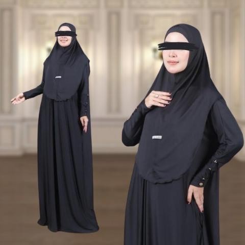 Abaya Mecca One Set Kerudung All Size Set Umroh Abaya Daily (Gamis Umroh Abaya Jersey Spandex Set Ke
