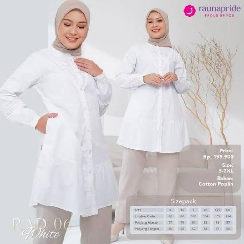 BERKUALITAS ATASAN PUTIH / TUNIK PUTIH BY RAUNA