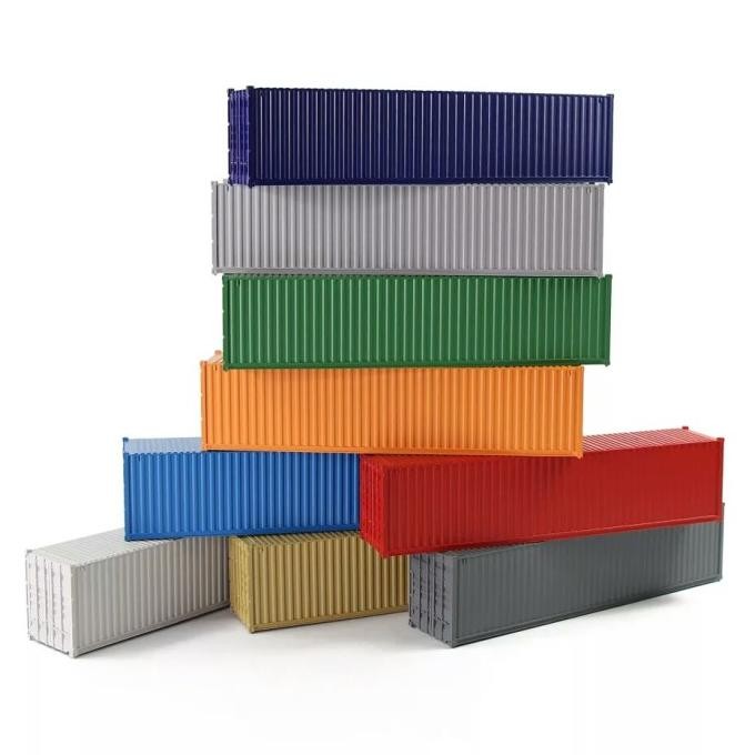 HO Scale 1:87 Container 40 ft Warna Polos Truck Container Cargo Kereta