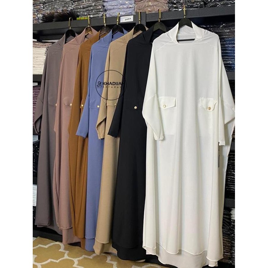 Abaya Dress Gamis Model Khimar Overhead Jawda Bahan Rosecrepe By Khadijah Kerudung Promo