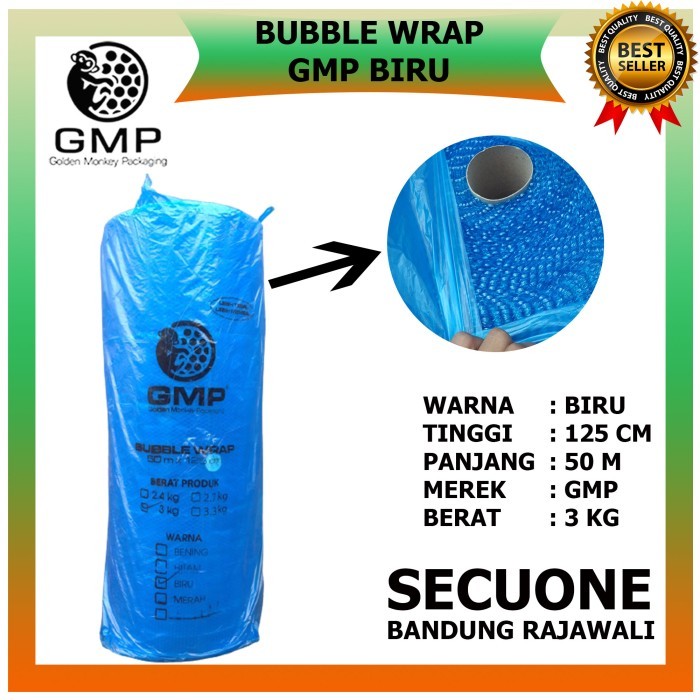 

Bubble Wrap Biru / Blue 50M X 125Cm Gmp Bandung