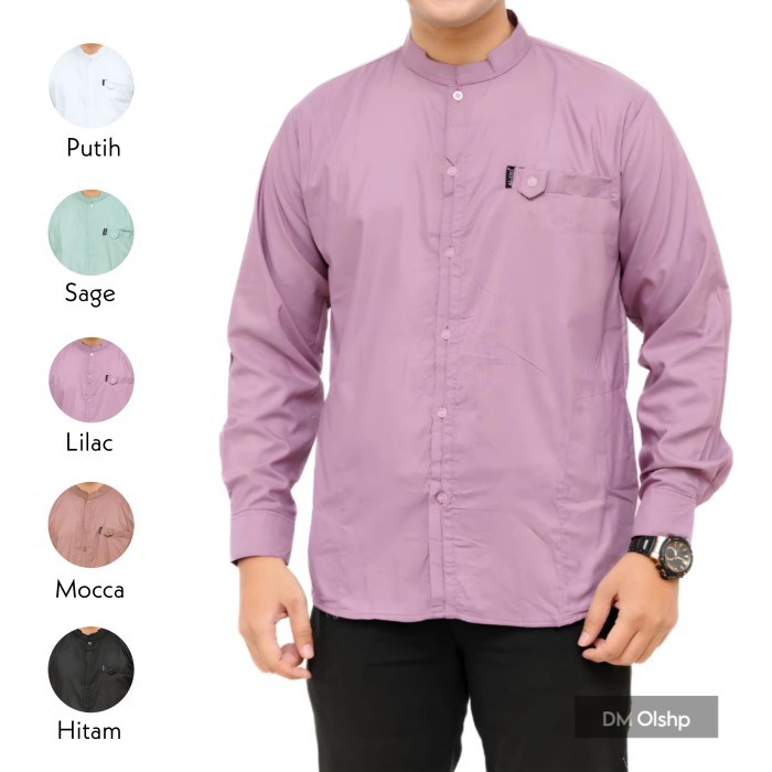 Kemeja Koko Pria Dewasa Panjang Motif Albino Lilac