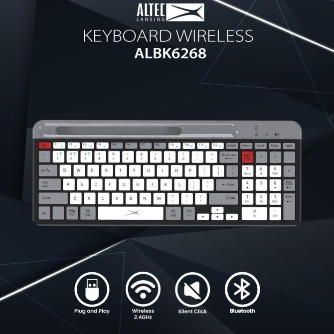 Terlaris Altec Lansing Keyboard ALBK6268 Dual Mode Wireless & Bluetooth SALE