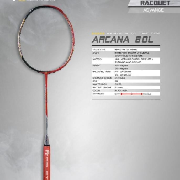 Raket Badminton FELET ARCANA 80 L / FELET ARCANA 80L Komplit ORIGINAL Terlaris