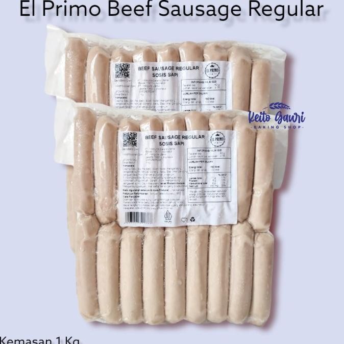 

El Primo Beef Sausage Regular 1 Kg Frozen Sosis Sapi Beku alum