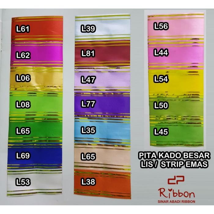 

5 Roll Pita Kado Besar Lis Emas 4Cm Pita Jepang List Mas 1.5" Gold Strip Ribbon 38Mm 1 Slop 5 Roll (