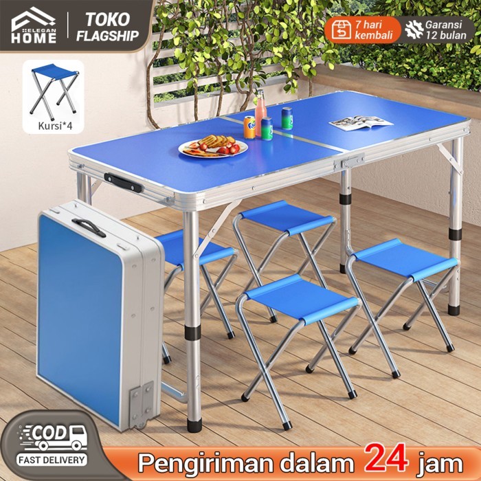 Meja Lipat Koper 4 Kursi, Meja Lipat Meja Koper Aluminium Meja Harga Promo