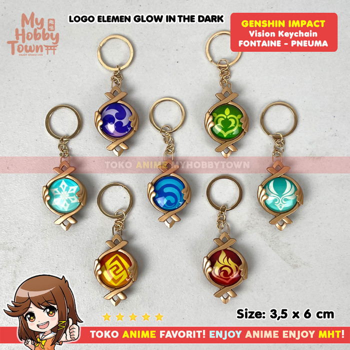 Gantungan Kunci Vision Genshin Impact Fontaine Pneuma Glow In The Dark
