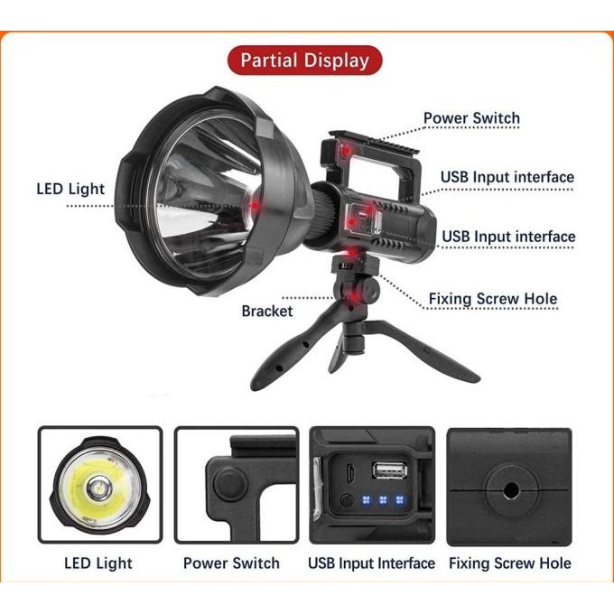 Senter LED Sorot Jarak Jauh Super Terang X2000 W590/W591 Multifungsi Terlaris