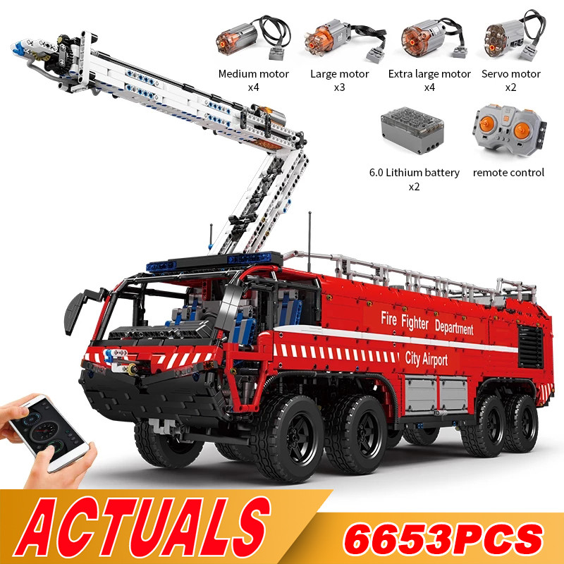 WEDO 19004 Technical APP RC MOC-4446 Airport Crash Tender Motor Function Car Building Blocks Bricks 