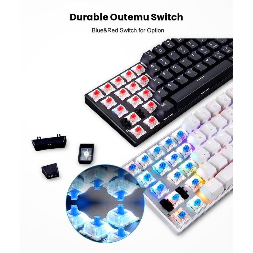 mechanical keyboard motospeed ck62 rgb 60% 2 mode wired and bluetooth [kualitas terbaik]