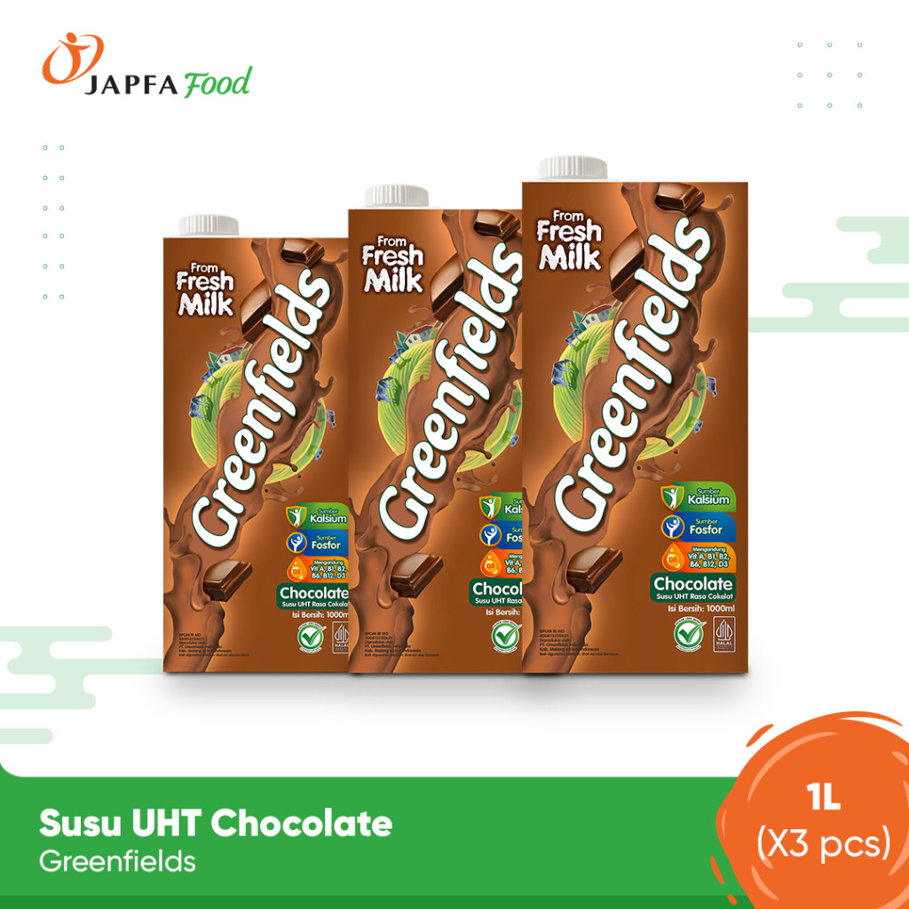 

Greenfields Susu UHT Chocolate 950ml - Paket isi 3 - 100% Fresh Milk dari Greenfields Farm